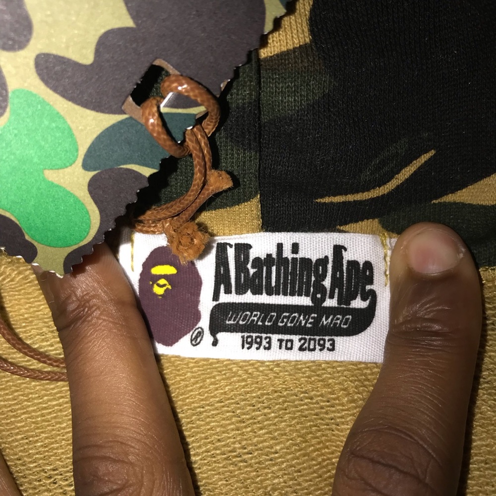 Yellow Bape Army Camo Zip Up